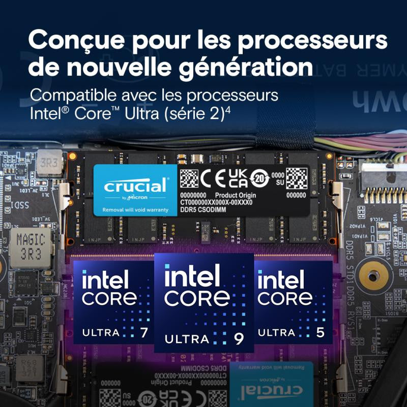 Crucial CT32G64C52CS5 module de mémoire 32 Go 1 x 32 Go DDR5 6400 MT/s 262-pin SO-DIMM - vue 3