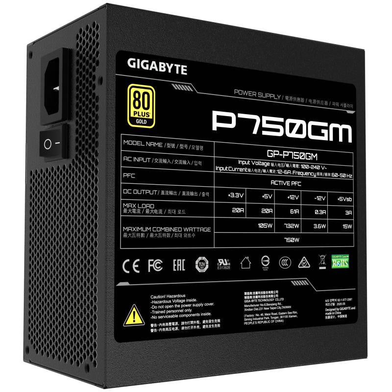GIGABYTE 750W - GP-P750GM - 80+ Gold - vue 2