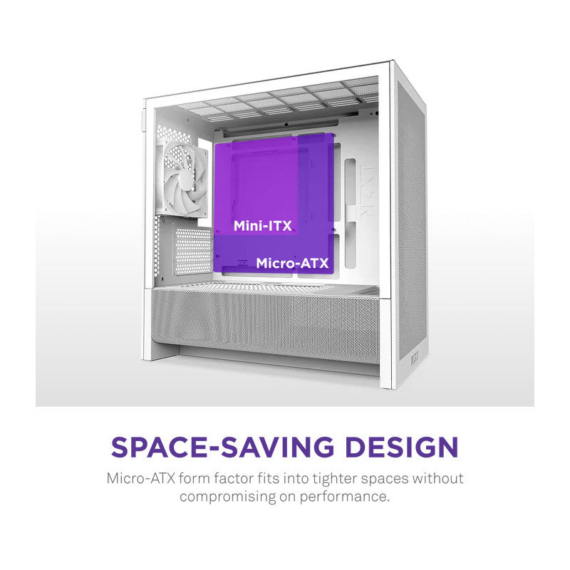 NZXT H3 Flow (2025) micro-ATX Mid-tower Case - All White Color - vue 3