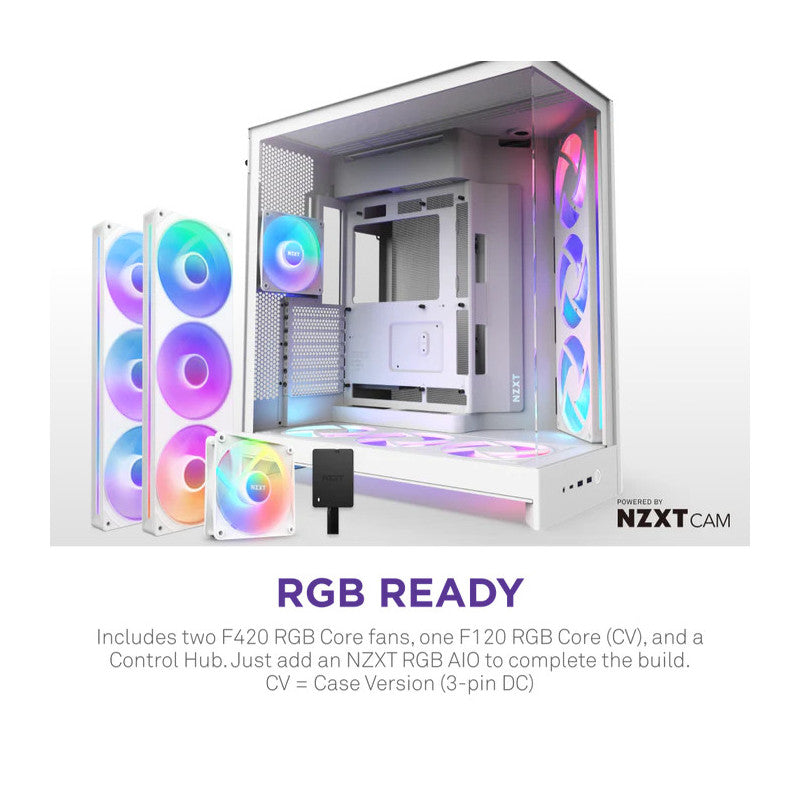 NZXT H9 Flow RGB+ All White - vue 3