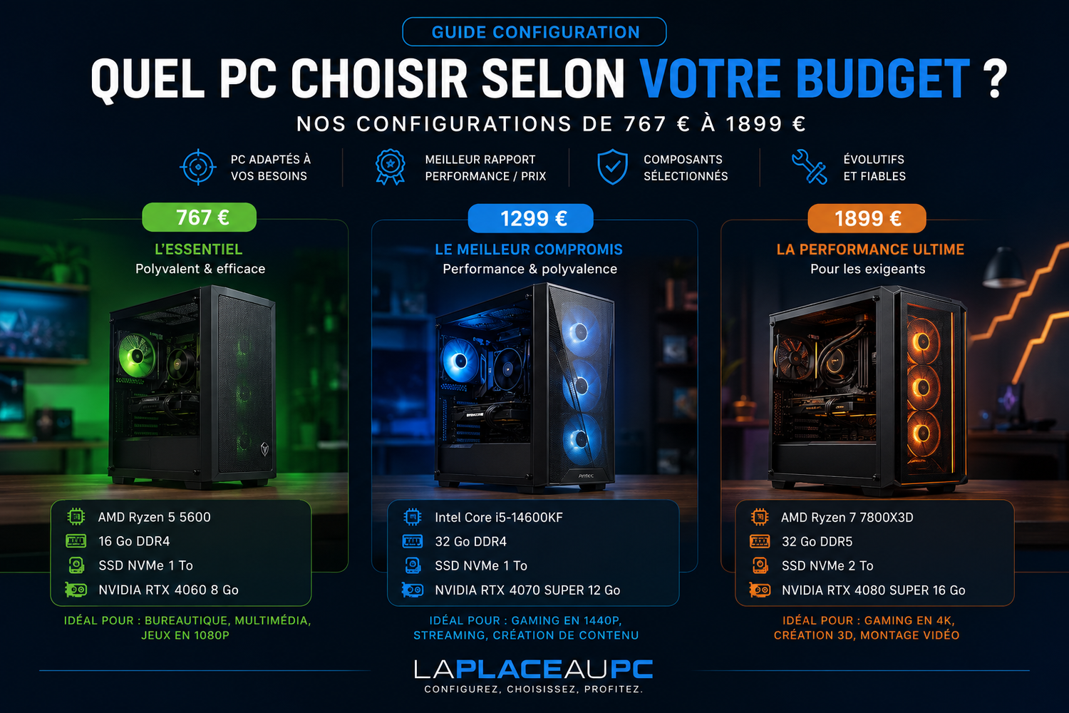 Quel PC choisir selon votre budget : nos configurations de 767 € à 1899 €