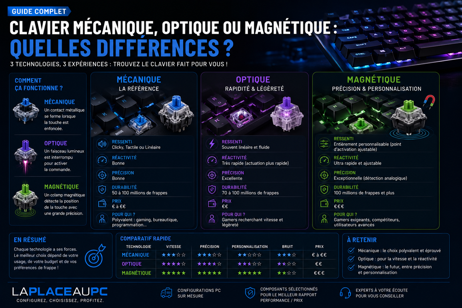 Clavier mécanique, optique ou magnétique : quelles différences ?
