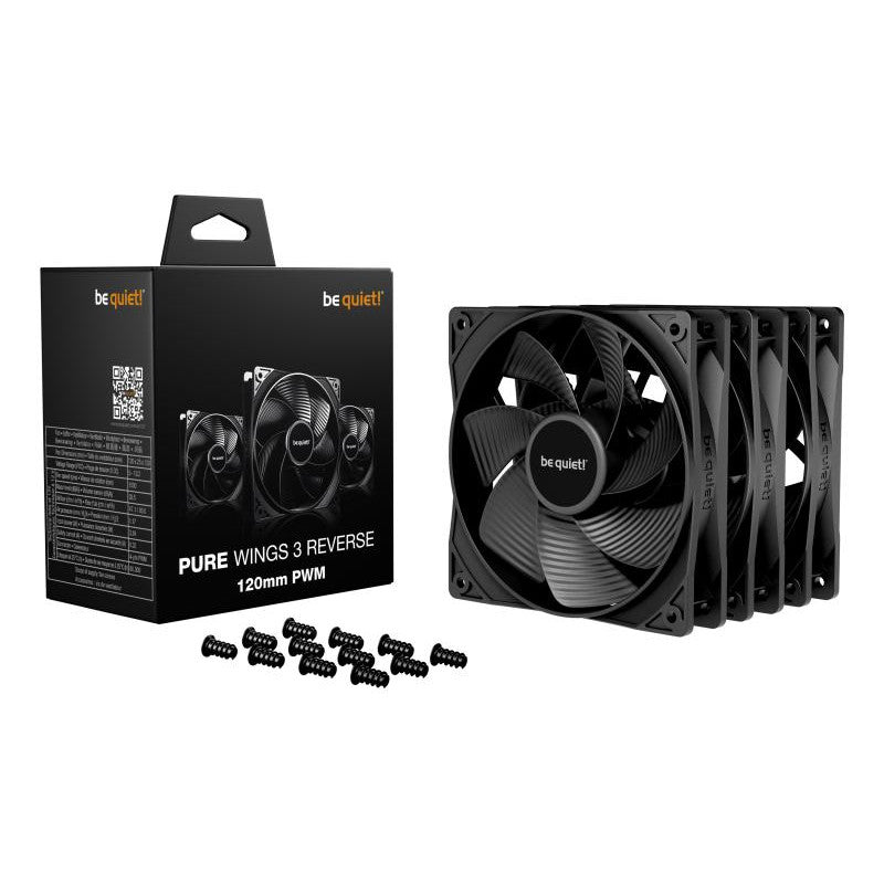 be quiet! Light Wings 120 mm PWM Reverse Black | Ventilateur PC reverse blanc | Pack de 3 - vue 3