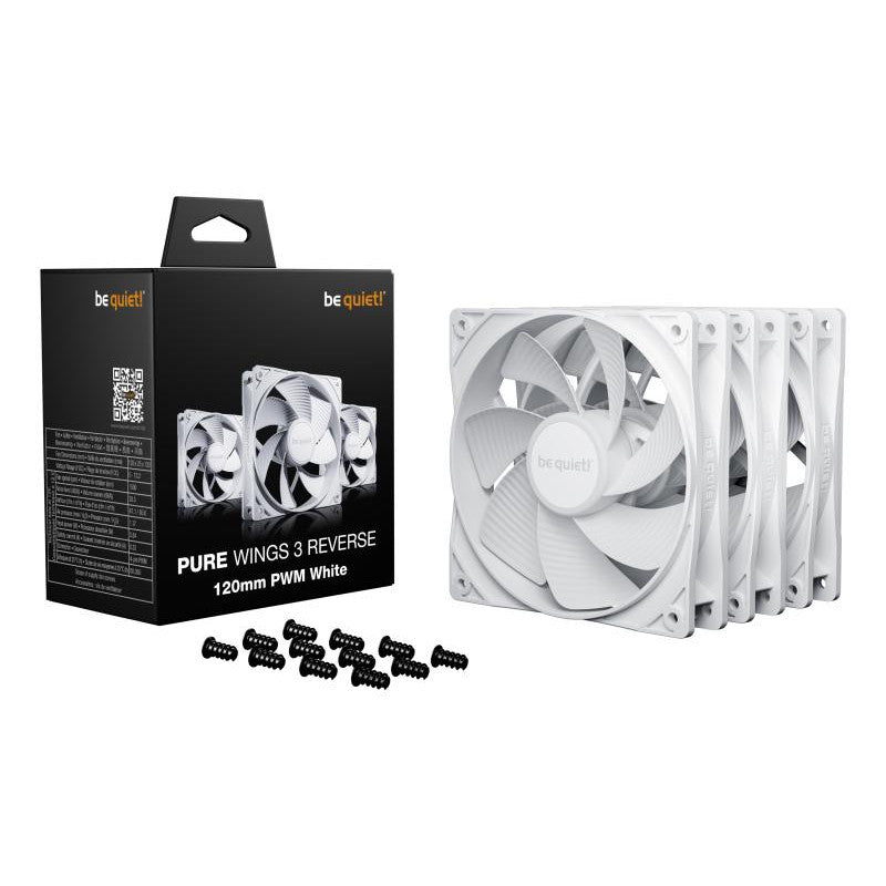 be quiet! Light Wings 120 mm PWM Reverse White | Ventilateur PC reverse noir | Pack de 3 - vue 3