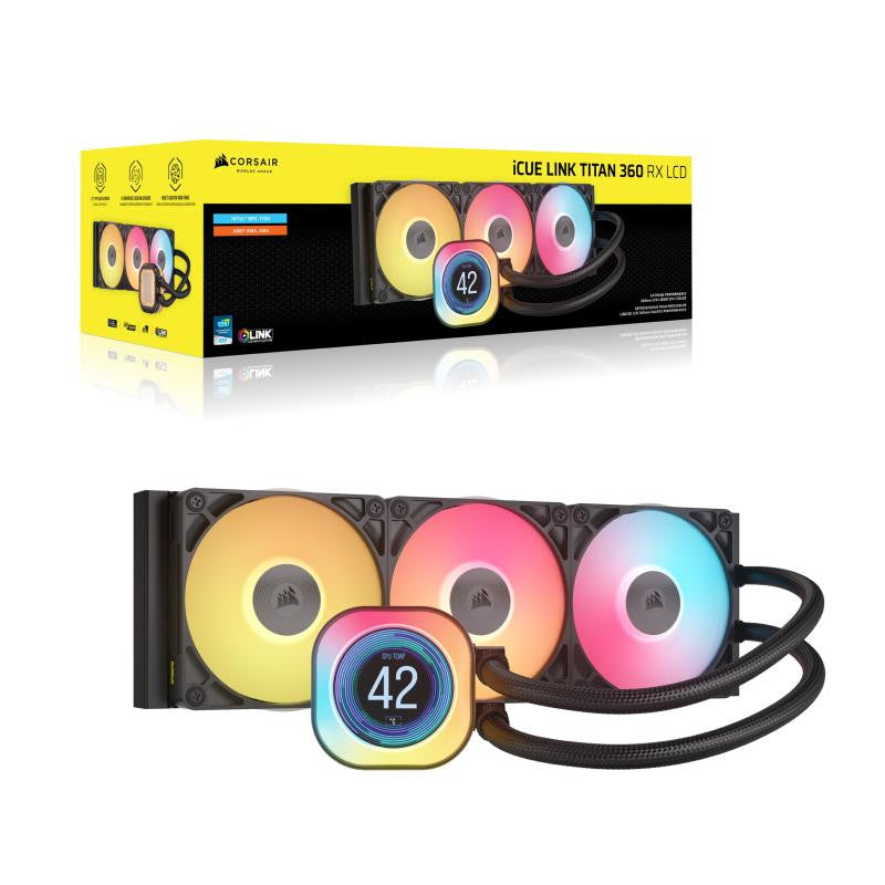 Corsair iCUE LINK TITAN 360 RX LCD Processeur Refroidisseur d'air 12 cm Noir 1 pièce(s) - vue 2