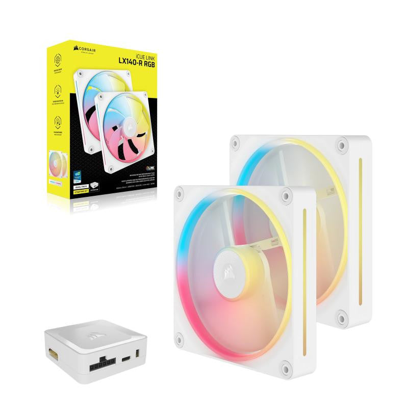 Corsair iCUE LINK LX140-R RGB Boitier PC Ventilateur 14 cm Blanc 2 pièce(s) - vue 3