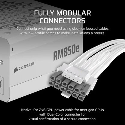 CORSAIR RMe White Series, RM850e White, 850 Watt, ATX 3.1 - vue 3