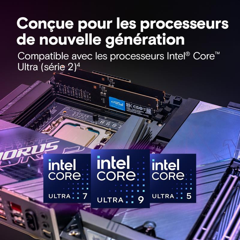 Crucial CT32G64C52CU5 module de mémoire 32 Go 1 x 32 Go DDR5 6400 MT/s 288-pin DIMM - vue 3