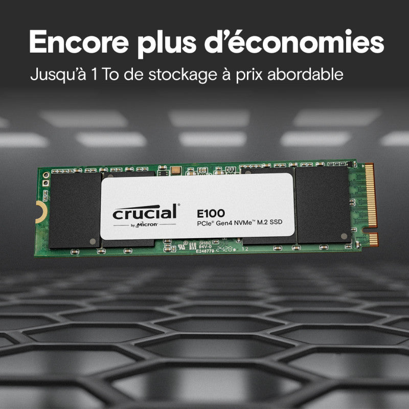CRUCIAL E100 1T Gen4 2280 Tray - vue 3