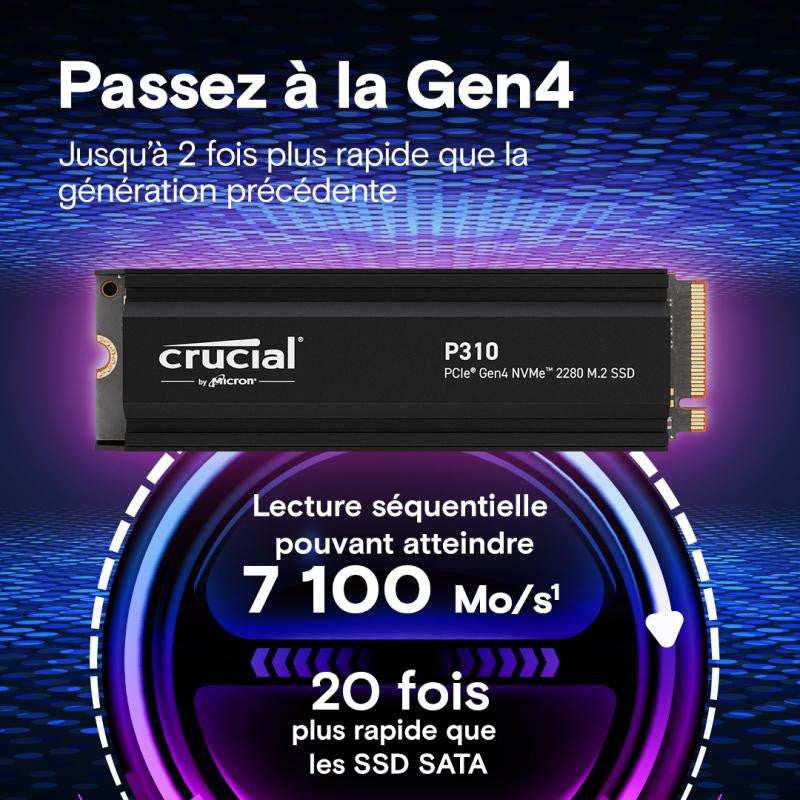 CRUCIAL P310 2T PCIe M.2*CT2000P310SSD5 avec heatsink - vue 2