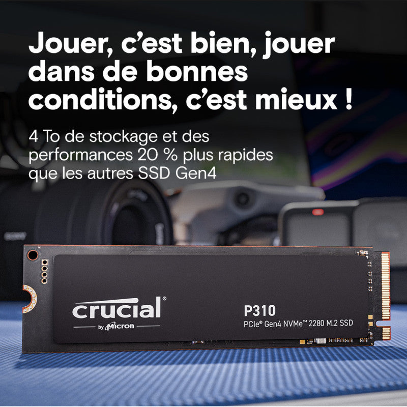 CRUCIAL P310 4TB PCIe Gen4 2280 NVMe M.2 SSD (Tray) - vue 2