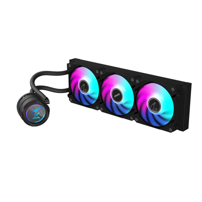 GIGABYTE AORUS WATERFORCE II 360 AIO Refroidisseur liquide pour processeur - 3x ventilateurs ARGB de 120 mm, mécanisme d'emboîtement, DAISY-CHAIN, compatible avec Intel LGA 1851 et AMD AM5 - vue 2