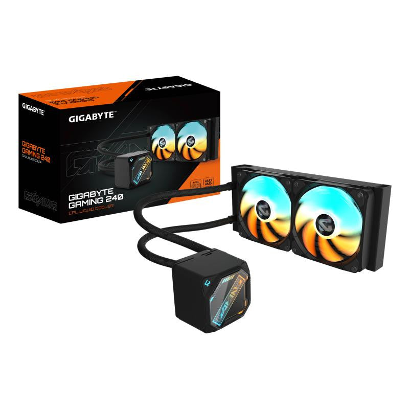 GIGABYTE GAMING 240 Refroidisseur Liquide pour CPU - 2x120mm Ventilateurs ARGB, mécanisme d?emboîtement coulissant, DAISY-CHAIN, Compatible Intel LGA 1851 et AMD AM5