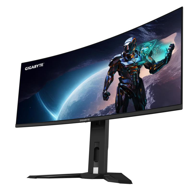 GIGABYTE Moniteur de jeu courbé OLED WQHD MO34WQC2 de 34" - 3440 x 1440, 240Hz, 0.03ms, KVM, 250 cd/m², FreeSync Premium Pro, DisplayHDR True Black 400, HDMI 2.1, Displayport 1.4 - vue 3