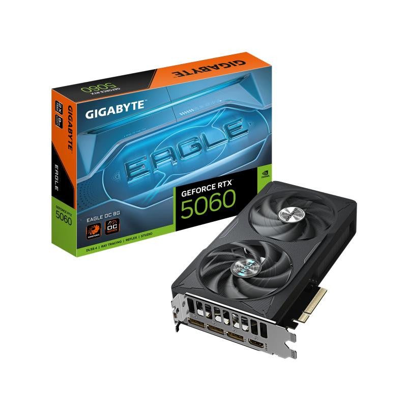 GIGABYTE GeForce RTX 5060 EAGLE OC 8G Carte Graphique - 8GB GDDR7, 128bit, PCI-E 5.0, 2550 MHz Fréquence du c?ur, 3 x DisplayPort, 1 x HDMI, GV-N5060EAGLE OC-8GD