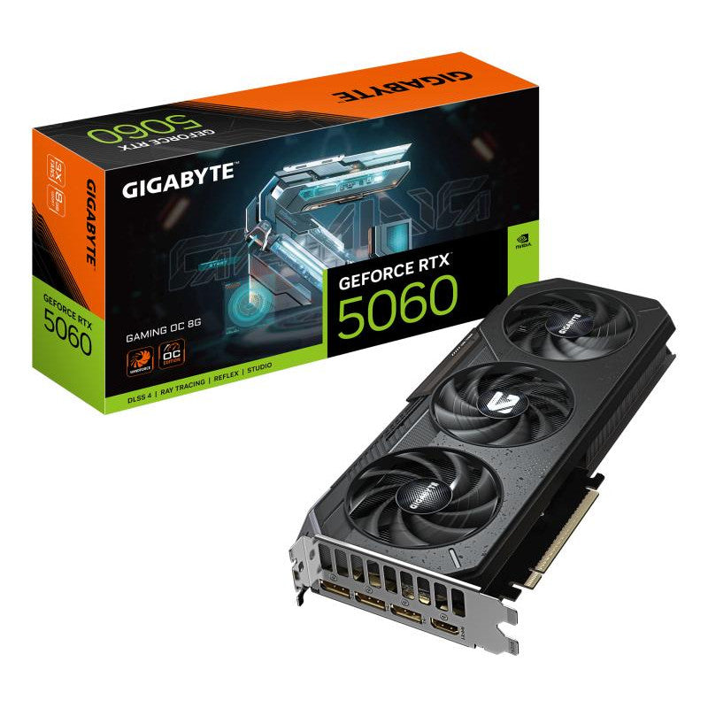 GIGABYTE GeForce RTX 5060 GAMING OC 8G Carte Graphique - 8GB GDDR7, 128bit, PCI-E 5.0, 2595 MHz Fréquence du c?ur, 3 x DisplayPort, 1 x HDMI, GV-N5060GAMING OC-8GD