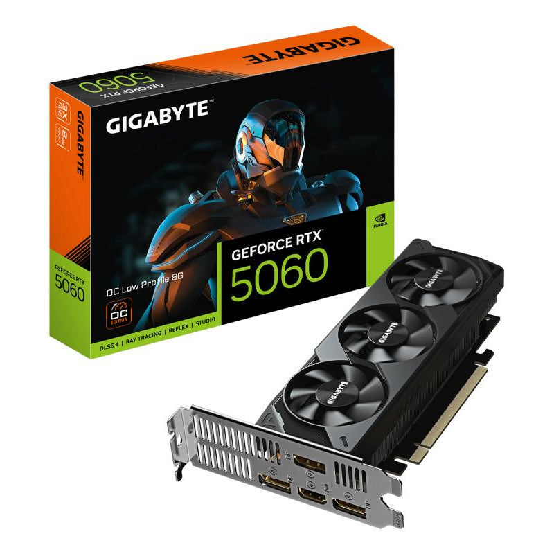GIGABYTE GeForce RTX 5060 OC Low Profile 8G Carte Graphique - 8GB GDDR7, 128bit, PCI-E 5.0, 2512 MHz Fréquence du c?ur, 3 x DisplayPort, 1 x HDMI, GV-N5060OC-8GL