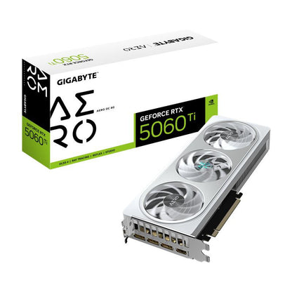 GIGABYTE GeForce RTX 5060 Ti AERO OC 8G Carte Graphique ? 8 Go GDDR7, 128 bits, PCI-E 5.0, 2647 MHz Fréquence du processeur, 3 x DisplayPort, 1 x HDMI, GV-N506TAERO OC-8GD