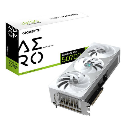 GIGABYTE GeForce RTX 5070 Ti AERO OC 16G Carte Graphique - 16 Go GDDR7, 256 bits, PCI-E 5.0, 2588 MHz Core Clock, 3 x DP 2.1a, 1 x HDMI 2.1b, NVIDIA DLSS 4, GV-N507TAERO OC-16GD
