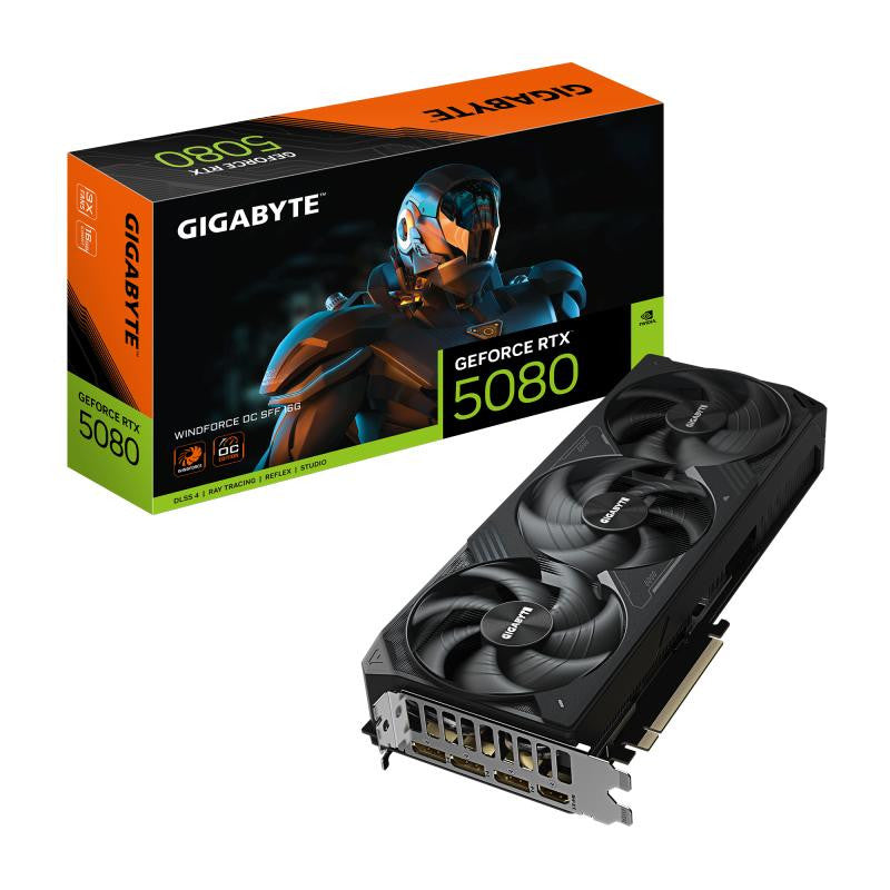 GIGABYTE GeForce RTX 5080 WINDFORCE OC SFF 16G Carte Graphique - 16 Go GDDR7, 256 bits, PCI-E 5.0, 2670MHz Fréquence du C?ur, 3 x DP 2.1a, 1 x HDMI 2.1b, GV-N5080WF3OC-16GD