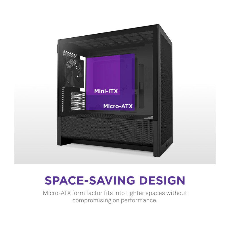 NZXT H3 Flow micro-ATX Mid-tower Case - All Black Color - vue 3