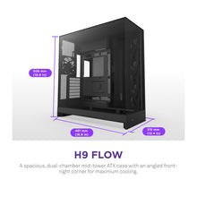 NZXT H9 Flow (2025) Dual-Chamber Mid-Tower Case - All Black - vue 2