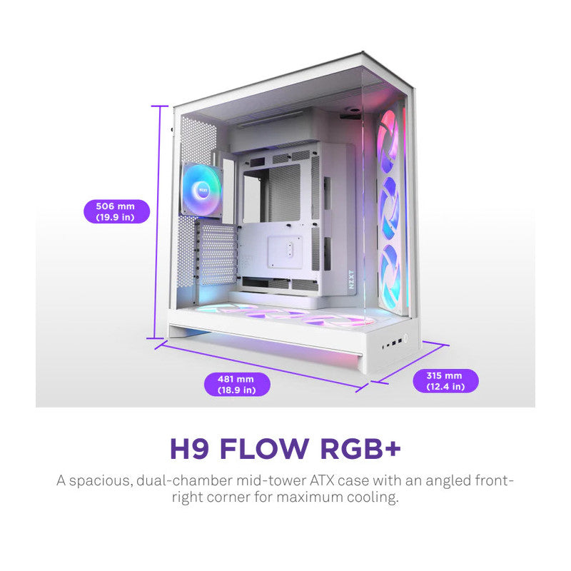 NZXT H9 Flow RGB+ All White - vue 2