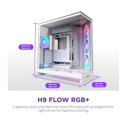 NZXT H9 Flow RGB+ All White - vue 2