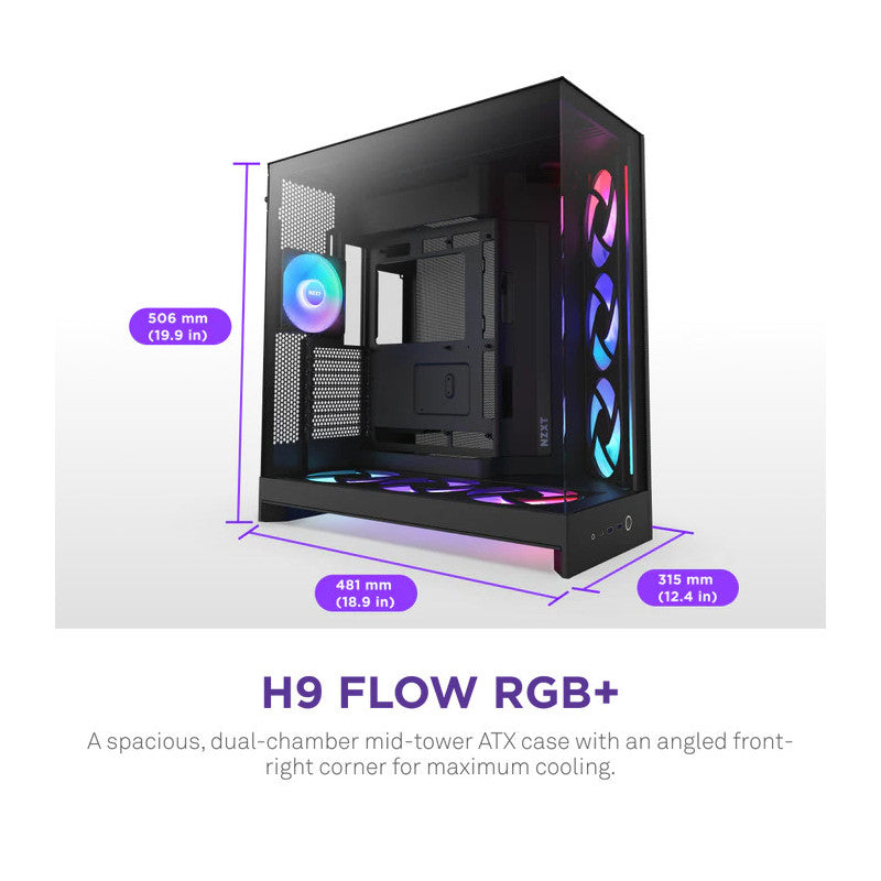 NZXT H9 Flow RGB+ (CM-H92FB-P1) - All Black - vue 2