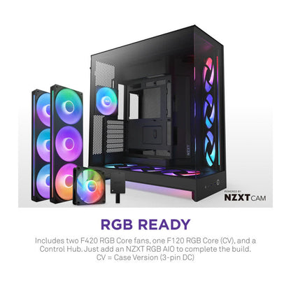 NZXT H9 Flow RGB+ (CM-H92FB-P1) - All Black - vue 3