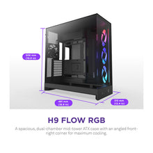 NZXT H9 Flow RGB (CM-H92FB-R1) Dual-Chamber Mid-Tower Case w/ RGB Fans - - vue 2
