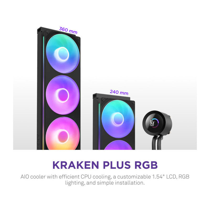 NZXT Kraken Plus RGB 240 Processeur Refroidisseur de liquide tout-en-un 12 cm Noir - vue 2